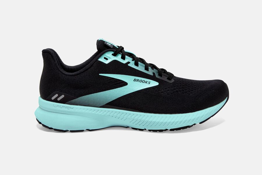 Launch 8 Road Brooks Running Shoes NZ Womens - Black/Blue - EMQIPX-870